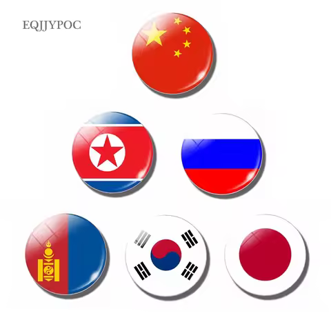 1PCNational flag 30MM Fridge Magnet East and North Asia People's Republic of China Japan North Korea