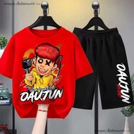 2-Piece Boy's Set Korean Hip Hop Style Super Chic Animation Pattern Dark Black Comfortable To Wear H