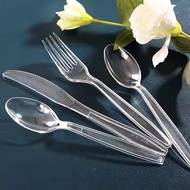 Disposable Biodegradable PP Plastic Cutlery/7" Transparent Fork & Spoon/Sudu & Garpu Disposable Cutl