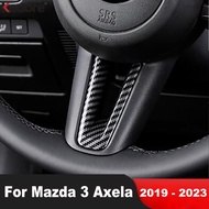 Car Steering Wheel Panel Cover Trim For Mazda 3 Axela 2019 2020 2021 2022 2023 Carbon Fiber Interior Mouldings Accessories