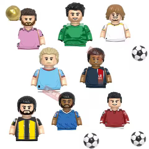 New Single 4.5CM Soccers Athletics Sportsman Star Building Blocks Cartoon Mini Action Figures Toys F