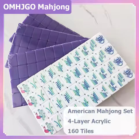 Deep Purple 4-Layer Acrylic Mahjong Tiles American Mahjong Set 160 Tiles Mah Jongg Portable Home Par