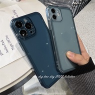 Blue Transparent Soft TPU Phone Case iPhone 11 12 13 14 Pro Max 14Plus iPhone X XS Max XR 7 8 Plus SE 2020 Photo Frame Anti-Knock Clear Cover