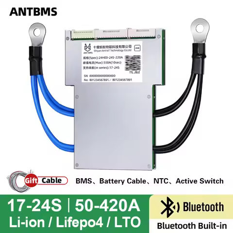 ANT smart BMS 17S 18S 19S 20S 21S 22S 23S 24S 50A 100A 220A 340A 420A 48V 60V 72V Li-ion Lifepo4 LTO