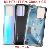For Xiaomi 11T 11T Pro 5G Glass Battery Cover Hard Back Door Mi 11T Pro Rear Lid Housing Panel Case + Adhesive Glue