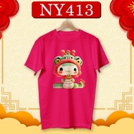 PINK96 CNY SNAKE Cotton T-Shirt Good Luck Lion Dance Baju Tahun Baru Women 2XL Short Sleeve NY413