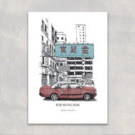 A6 Postcard 香港手繪街景明信片: 旺角砵蘭街