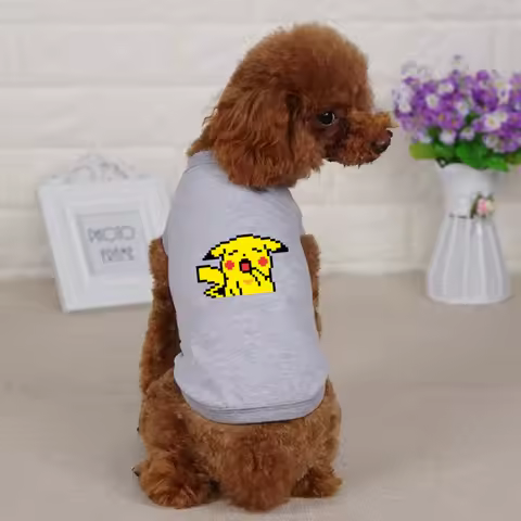 1pc Yawning Pikachu printed pet vest shirt, breathable and soft all season pet sleeved T-shirt