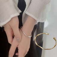 Gold Silver Geometric Wave Pattern Bracelet Female Adjustable Opening Bracelets Ladies Trendy Elegan