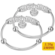 Hollow Flower Bell Pure Silver 990 Bracelet Handmade Silver Jewelry Literary Flower Bracelet Baby Ch