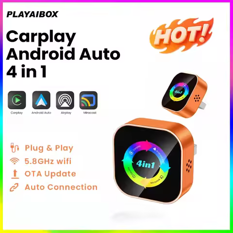 4in1 Wireless CarPlay Adapter Android Auto AI Smart Box Car Intelligent Systems Mirror Link For VW T