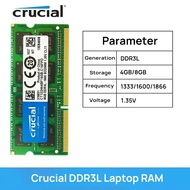 Crucial DDR3 8Gb 4Gb RAM 1600Mhz 1333Mhz Notebook Memory 1.35V 1.5V SODIMM For Laptop
