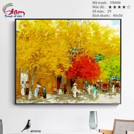 Tranh sơn dầu số hóa DIY tự tô màu Có khung Phong cảnh Việt Nam- Mã VN008 Góc phố Sài Gòn Trang trí