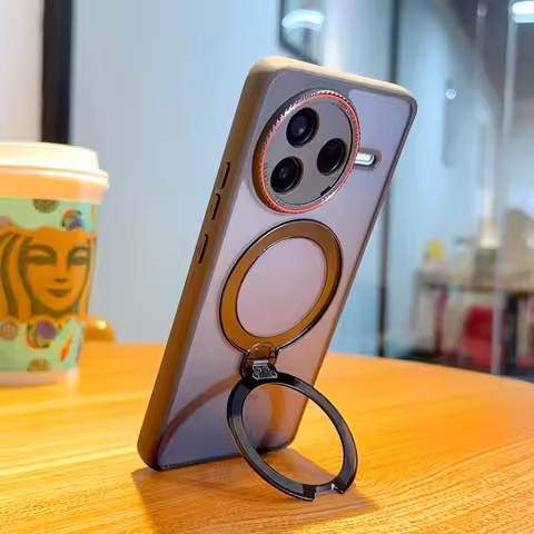 Red Circle Leica Lens Full Coverage Metal Magnetic Rings Holder Case For Poco F7 Ultra POCO F7 Pro C