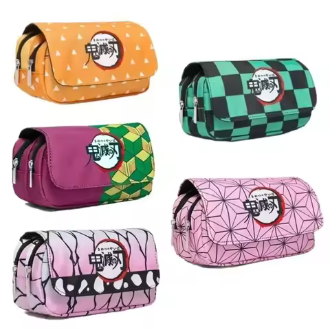 Demon Slayer 3D Anime Pen Bag Student Storage Bag Tanjirou Nezuko Zenitsu Giyuu Cartoon Pen Box Cute