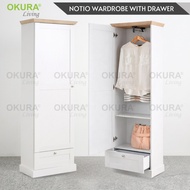 [CLEARANCE] OKURA Single Wardrobe With Drawer Storage Cabinet Bedroom Clothes Almari Baju 1 Laci 衣柜衣