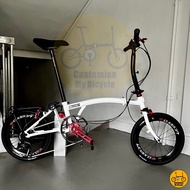 Crius Trifold 18” • 9 Speeds Shimano Sora • Litepro Crank Chainring Wheelset Foldable Foldie Bicycle Bike Snow White
