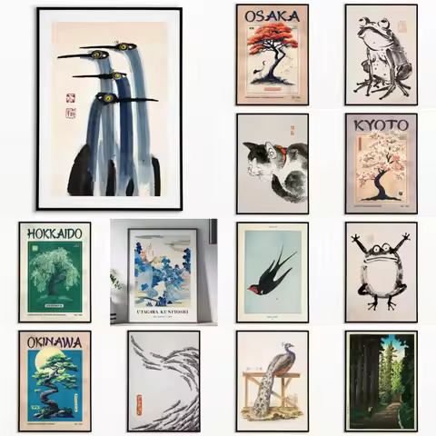 Japanese Art Vintage Painting Okinawa Retro Art Print Okinawa Wall Art Japanese Travel Poster Vintag