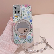 Chic For Vivo Y21T/Y21/Y21A/Y21E/Y21S Cover 3pcs( Cute Flower phone Case+Lanyard+Circular Stand) Pho