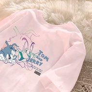 【220G 100%Cotton】SISI Korean retro 100% cotton cat and mouse print oversized T-shirt for women 0999