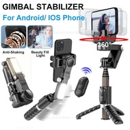 Q18 Gimbal Stabilizer Handheld Mobile Phone Selfie Stick Holder Fill Light Bluetooth Para Sa