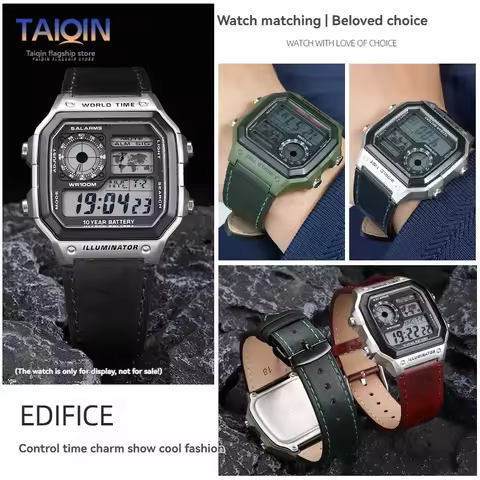 18mm Genuine Leather Watchband Retro For Casio AE1200 AE-1300 A158W/A168 W-216H A159 F91w Vintage Wa