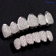 BLUEVELVET Hiphop Teeth Grillz, Rhinestone Hip Hop Teeth Grillz Set, Fashion Hollow Removable Design