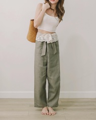 TRAVEL RECIPE Lace Linen Wrap Pants