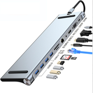 全城熱賣 - 筆記本轉換器 適用於蘋果華為macbook 十一合一拓展塢（11in1 typec轉hdmi+pd+sd+tf+vga+Audio+usb3.0*1+2.0*3）