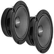 6.5 Midrange Speakers Pair 6MR200A-4, 200 Watts, 4 Ohm Shallow Mount Car Audio Slim Speaker, 1.5 in 