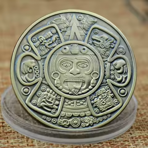 Souvenir Coin Ancient Bronze Platted Mysterious Collectibles Coin Mexico Mayan Commemorative Coin