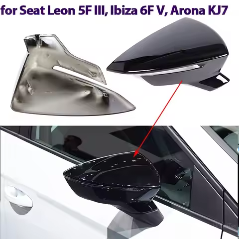 For Seat Leon Lion 5F III ST FR Cupra, Ibiza 6F V KJ1 , Arona KJ7 Carbon Fiber Look Mirror Cover Rep
