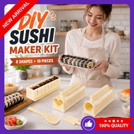 10PCS Sushi Making Kit 8 Shapes Sushi Mold Maker Rice Roll Gimbap Onigiri Tool Set Easy DIY Homemade
