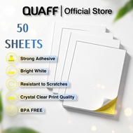 QUAFF Printable White Sticker Paper, Laser/Inkjet Printing A4 Size 175Gsm 50 Sheets