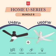 KDK DC Ceiling Fan with LED Light Home U-series Bundle B (U60FW+ U48FP) Promotion