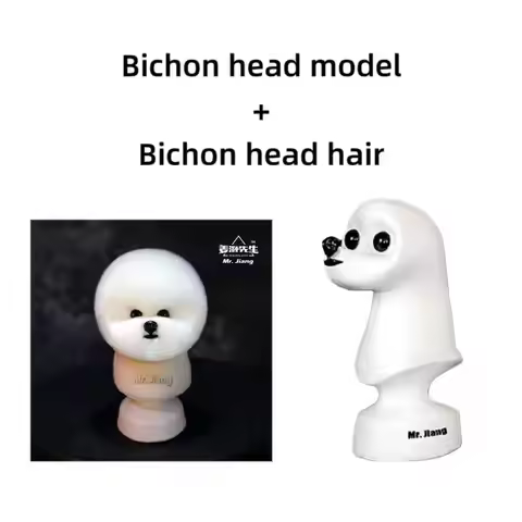Bichon Pet Grooming Model Dog Head Hair for Trimming Practice Ideal for Pet Groomers Bichon Hair