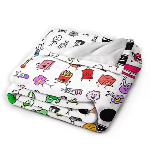 BFDI All Characters (Transparent) Blankets Soft Warm Flannel Throw Blanket Bedding for Bed Living ro