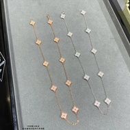 Van Cleef & Arpels Full Diamond Mini 10 Flower Four-leaf Clover Necklace V Gold Material Electroplat