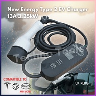 EV Charger Type 2 Portable Charger 5 Meter UK Socket 3.25kwh for Tesla / Proton Emas5 & 7/ BYD/ Elec