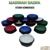 Peci Haji Madinah Jaring/Peci kopiah Madinah Dalwa Hitam Kombinasi/Peci Santri
