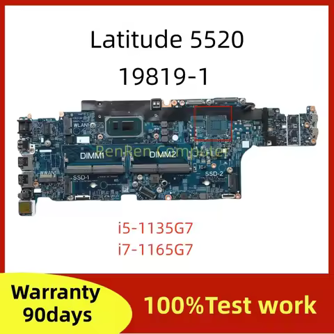 19819-1 Mainboard For Dell Latitude 5520 Laptop Motherboard with I5-1135G7 I7-1165G7 CPU UMA 100% Te