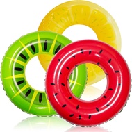JOYIN Inflatable Swim Tube Raft (3 pack) with Summer Fruits Painting, Pool Toys for Swimming Pool Pa