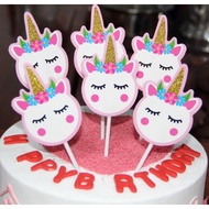 6 pcs Unicorn Cake / Cupcake Topper (approx size : 5 cm x 7.3 cm)