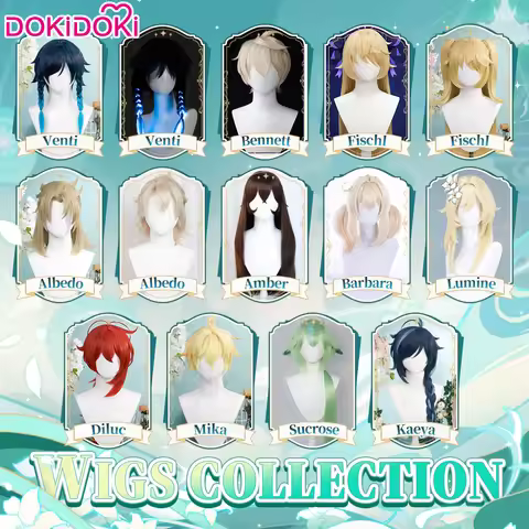 IN STOCK Traveler Fischl Venti Kaeya Albedo Diluc Amber Cosplay Lace Wig Game Genshin Impact Cosplay