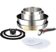 🌟現貨包速遞🌟 Tefal T-fal 特福銀色靈巧叠叠鑊煎鍋 9件套 IH 可明火 電磁爐 特福銀色9件疊疊鑊 消費卷必買 入伙禮物