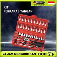 ZPER Hand Tool Kit Socket Wrench Pas Socket Set 1/4 Repair Tool 46 pcs