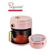 La gourmet Crystalline Air Fryer 4L - Flamingo Pink + La gourmet 3R PAC2GO Sassy Collection 700ml Round Lunch Box - Pink