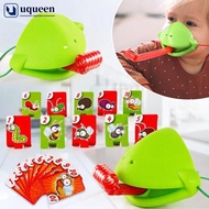 UQUEEN Blowing Frog/Chameleon Tongue Toy Card Knocking Over Game Parent-Child Interaction Activity F
