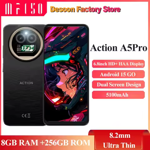 IIIF150 Action A5Pro Phone Android 15 Smartphone 8GB RAM 256GB ROM 6.8inch HD+ HAA Display Dual Scre