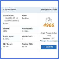 ✴ ⚠️ ➻ Original A8 Series A8 9600 CPU 3.1 GHz 65W Quad Core Processor Socket AM4 AMD Radeon R7 9600